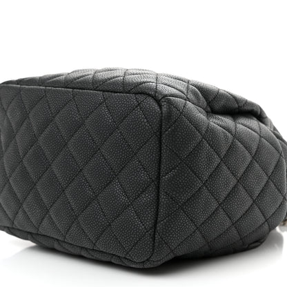 Chanel Caviar Flat Quilted CC Chain Bucket Drawstring Bag Navy 10 of 10
