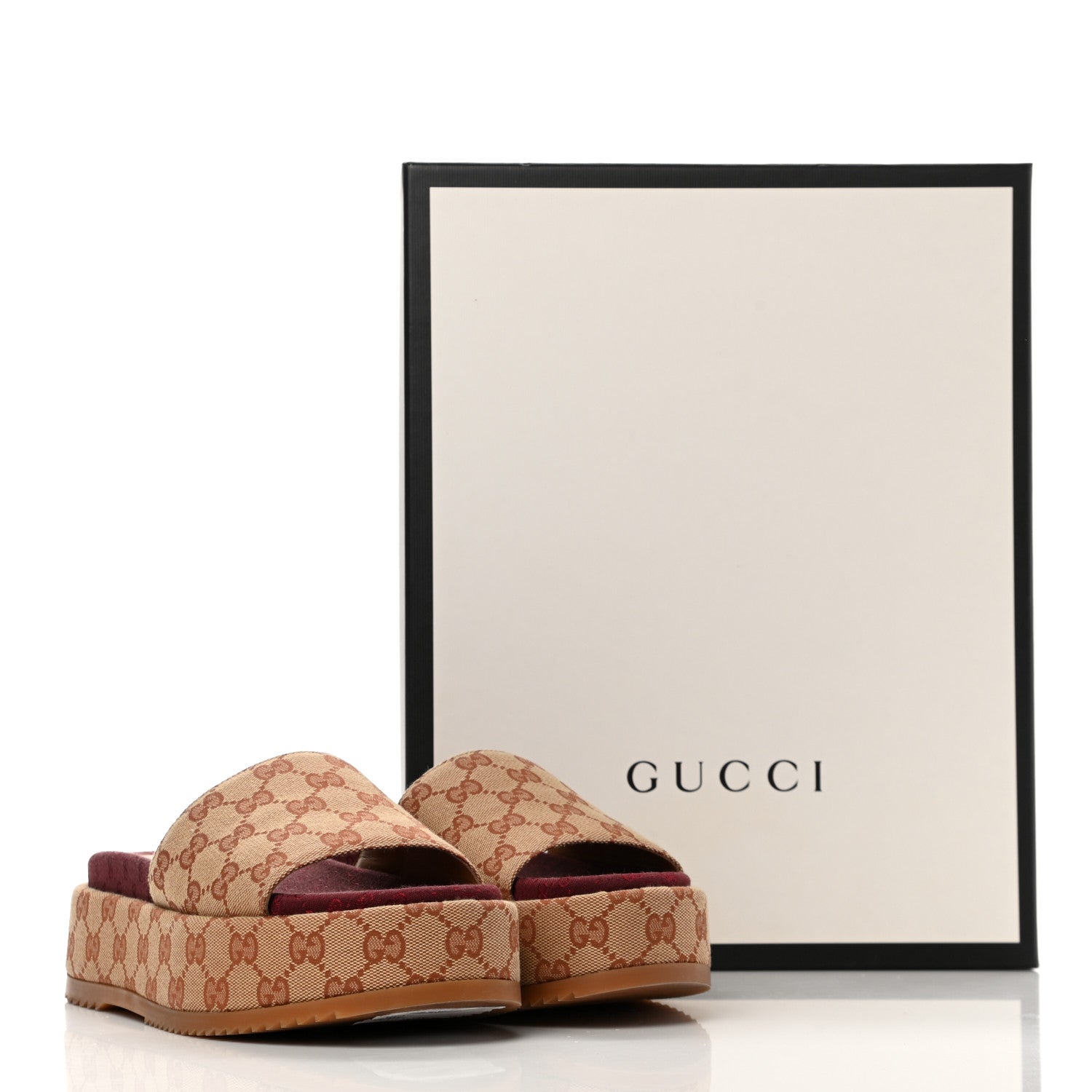 Gucci Canvas GG Monogram Angelina Platform Slide Sandals 39 Beige Ruggine 12 of 12