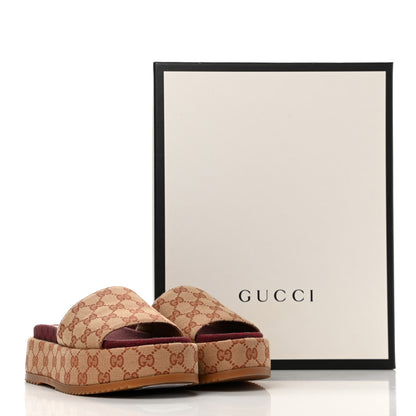 Gucci Canvas GG Monogram Angelina Platform Slide Sandals 39 Beige Ruggine 12 of 12