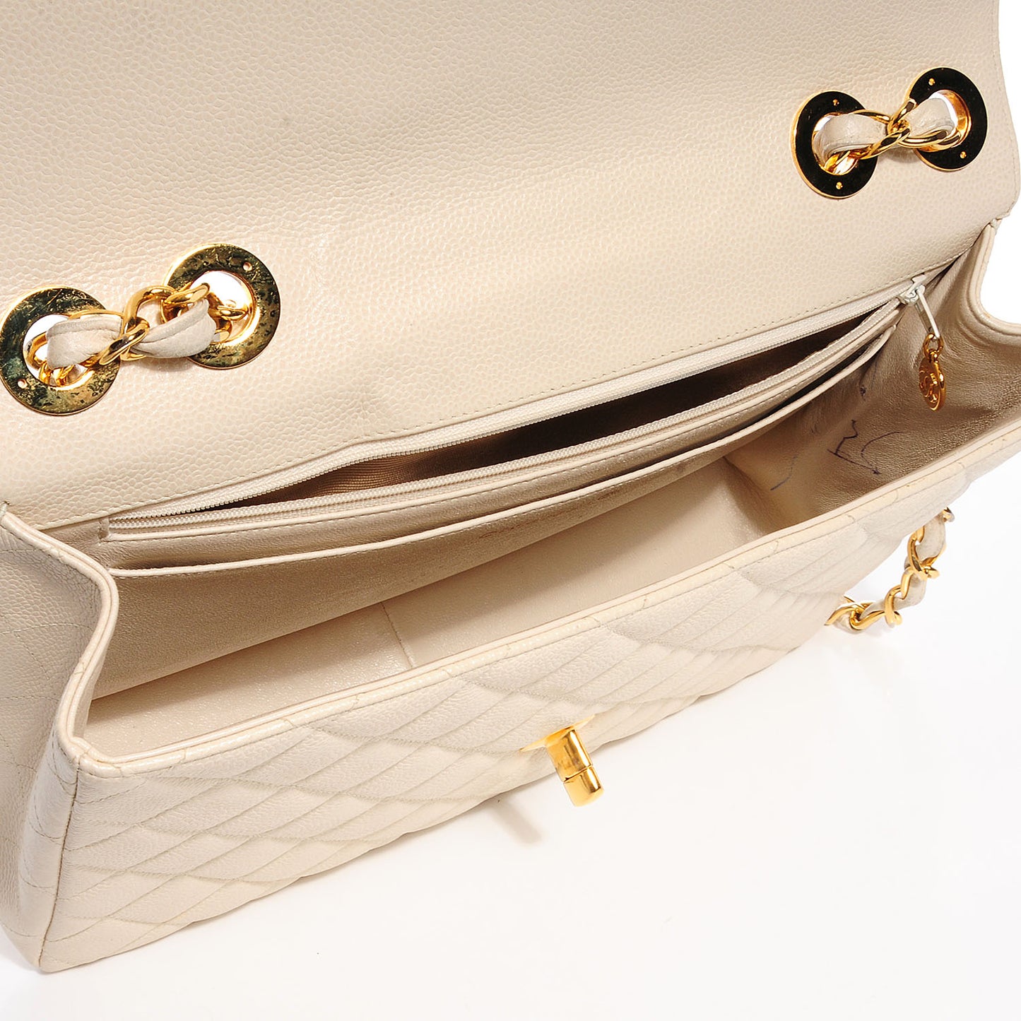 Caviar Jumbo Flap Light Beige