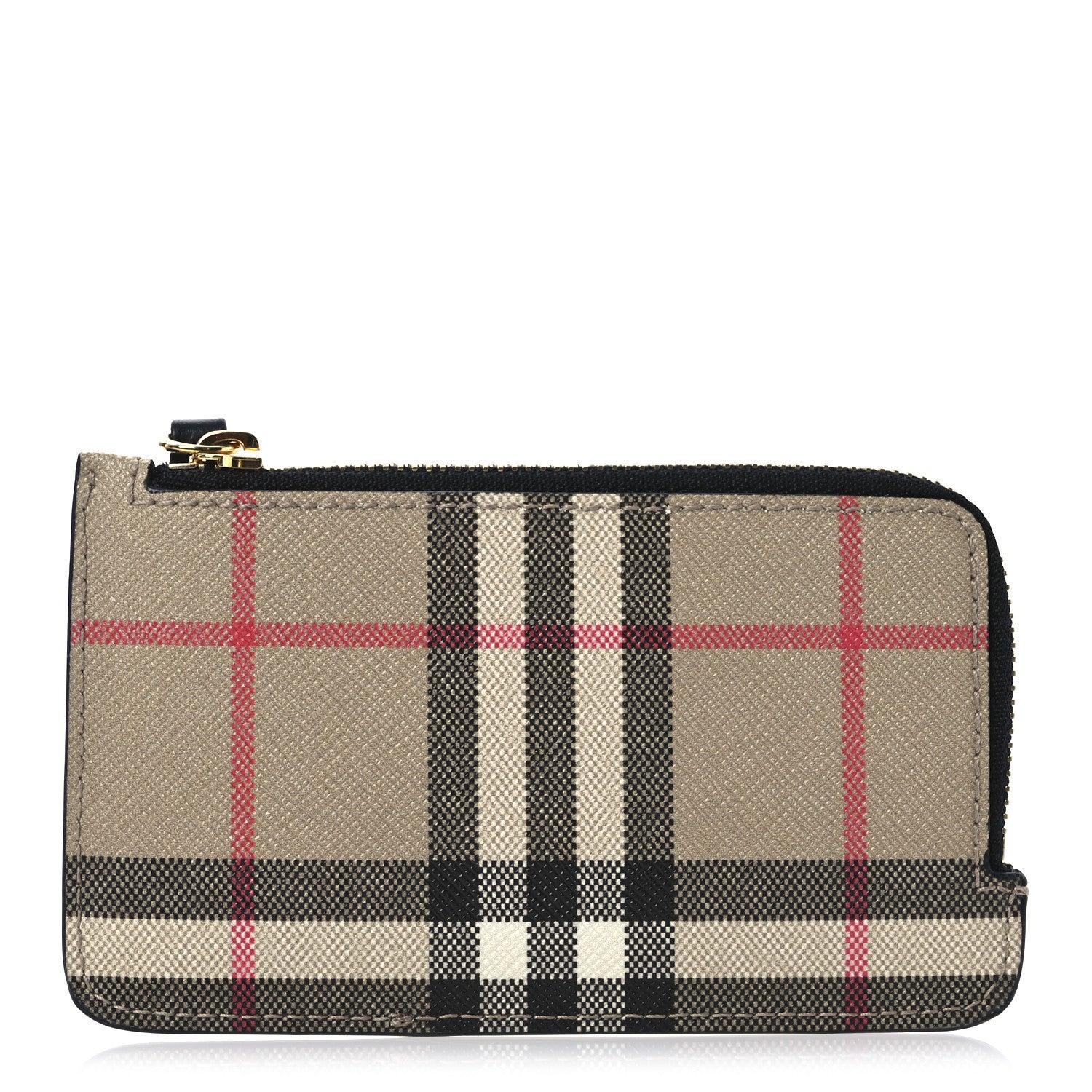 Burberry Check Calfskin Zip Card Case Holder Black 1 of 6