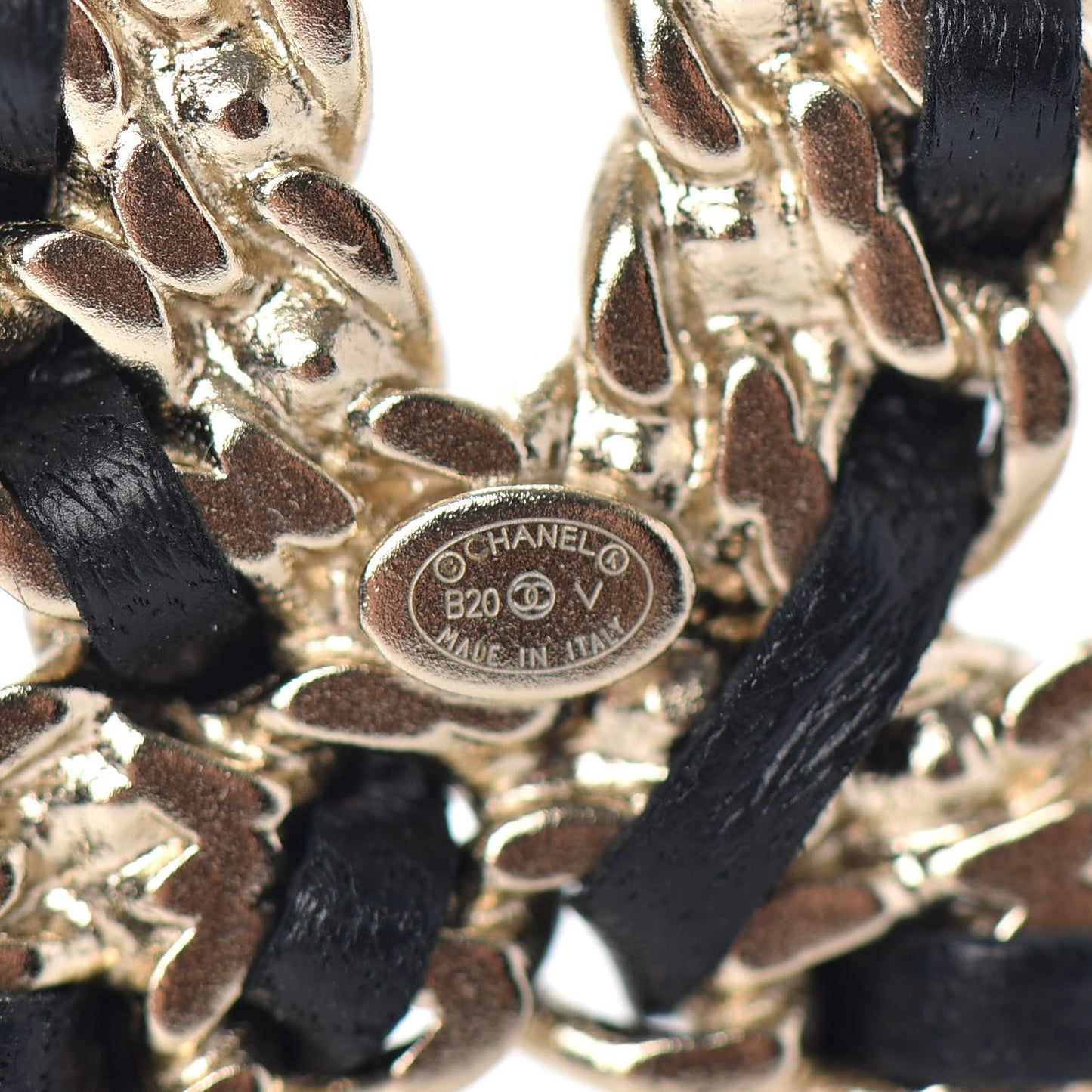 Lambskin Crystal Vintage Allure CC Chain Brooch Black Gold