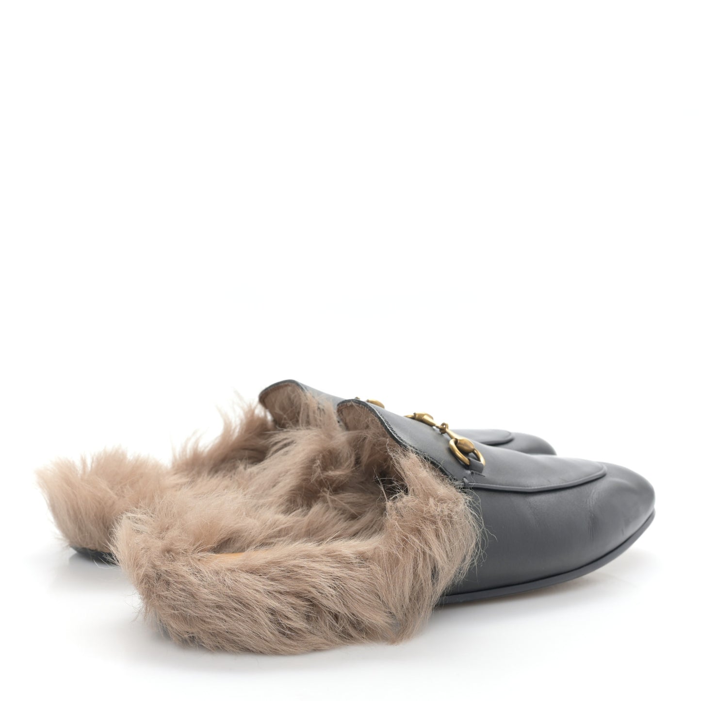 Calfskin Fur Womens Princetown Slippers 41 Black