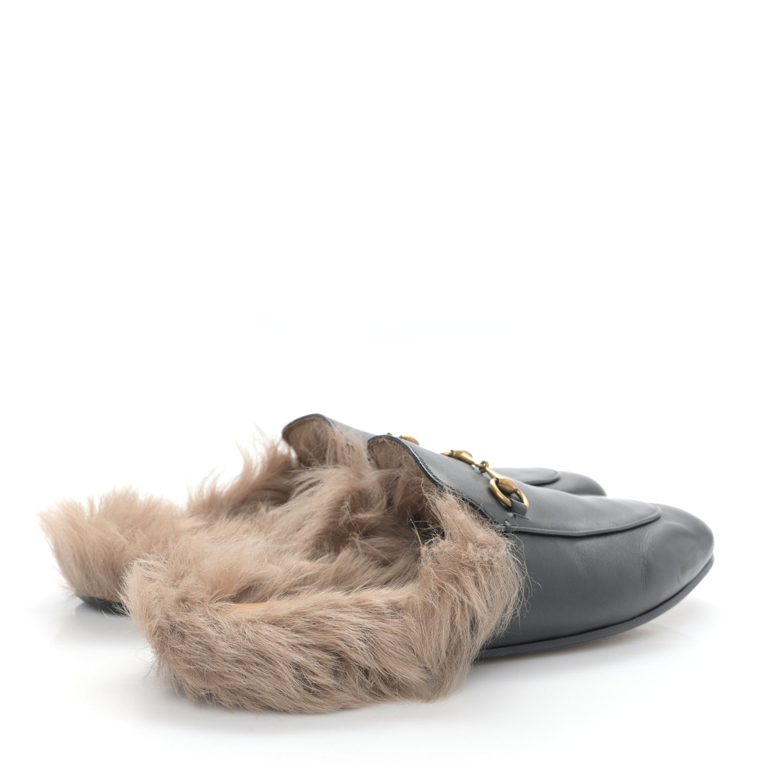 Gucci Calfskin Fur Womens Princetown Slippers 41 Black 4 of 7