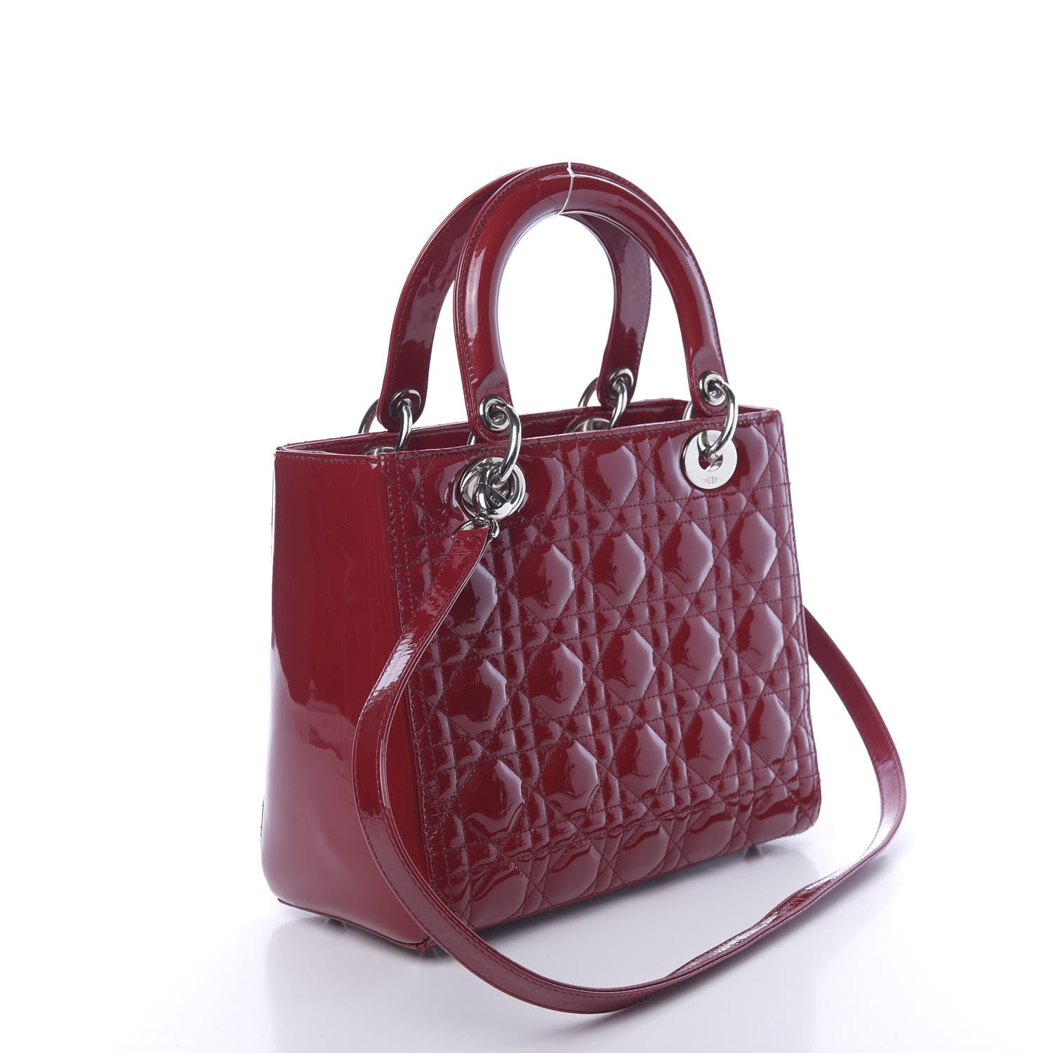 Christian Dior Patent Cannage Medium Lady Dior Red 3 of 11