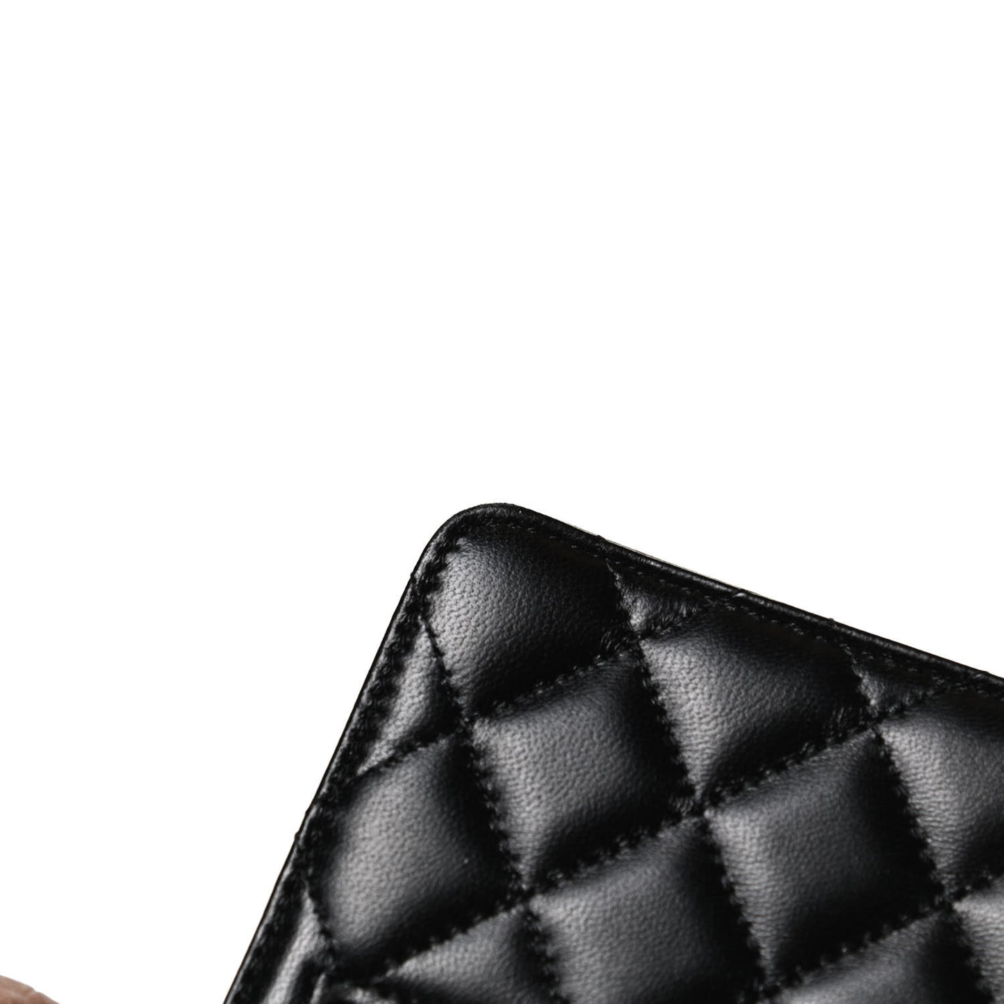 Lambskin Quilted Mini Camellia Bow Wallet On Chain WOC Black
