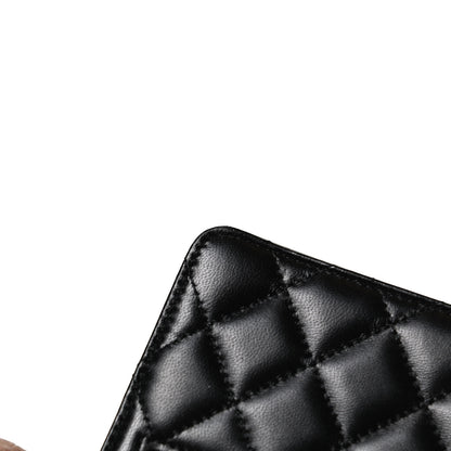 Chanel Lambskin Quilted Mini Camellia Bow Wallet On Chain WOC Black 19 of 20