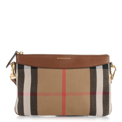 Burberry House Check Derby Peyton Crossbody Clutch Bag Tan 1 of 7