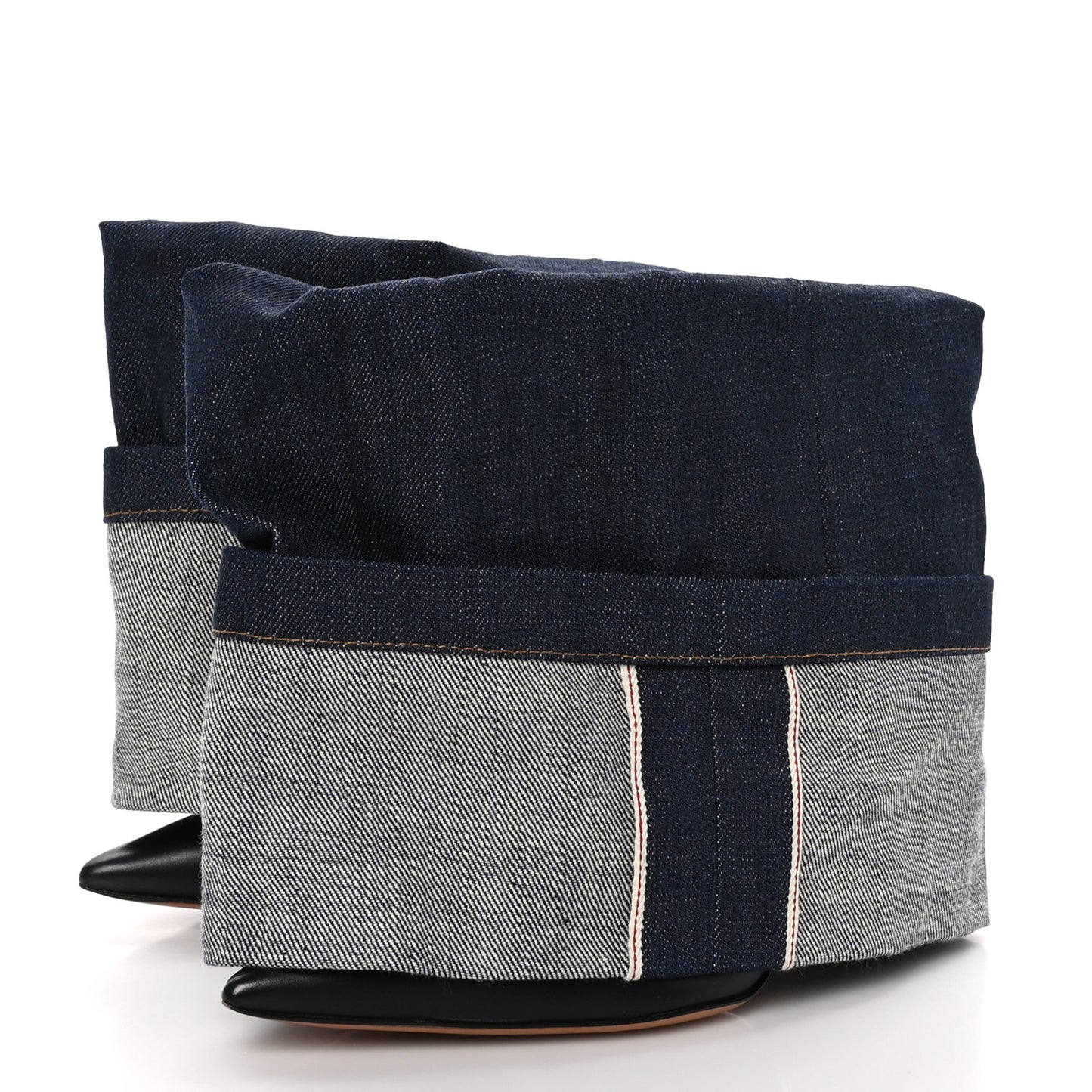 Denim Fold Over Boots 37 Black