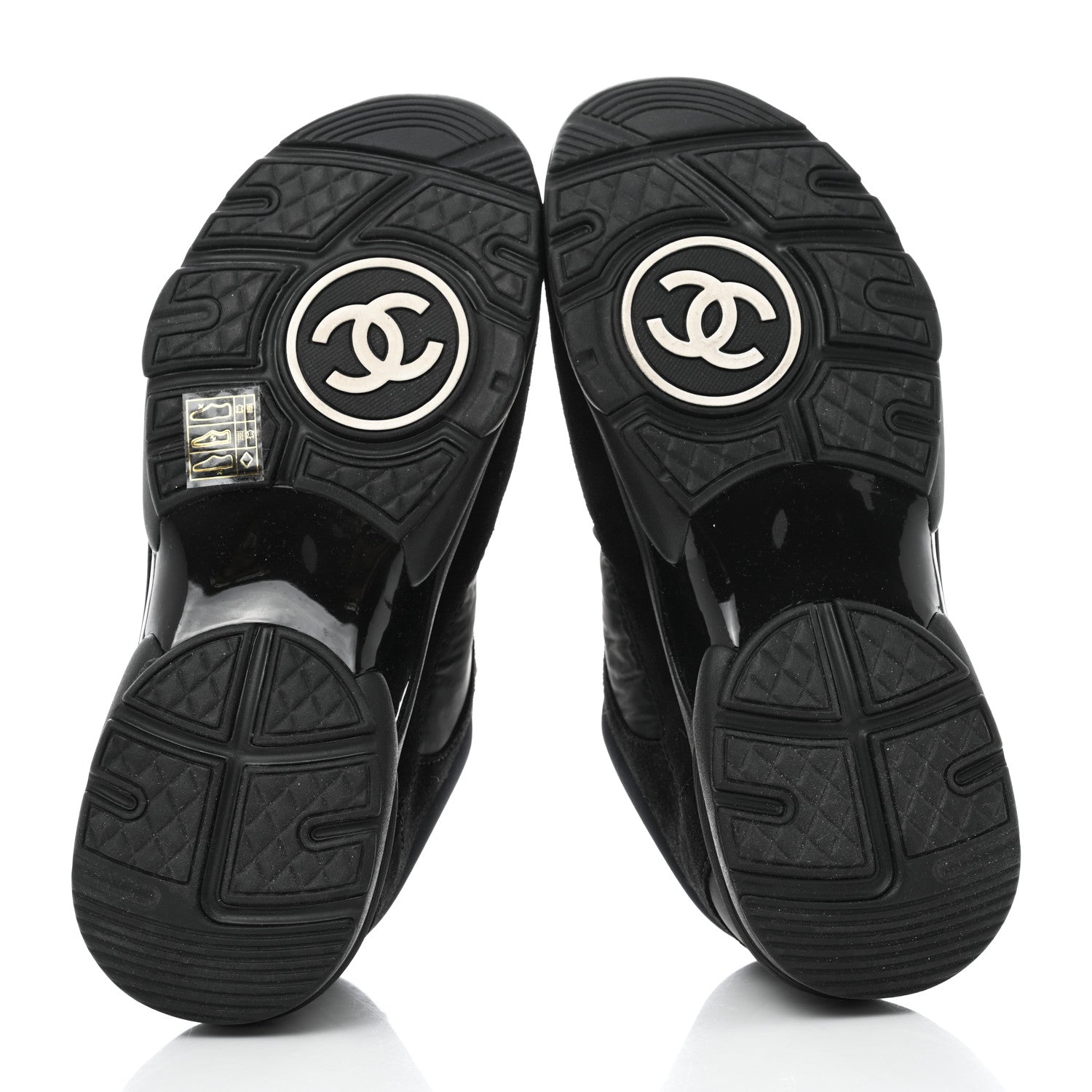 Chanel Fabric Calfskin Suede CC Sneakers 37 Black 5 of 9