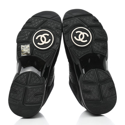 Chanel Fabric Calfskin Suede CC Sneakers 37 Black 5 of 9