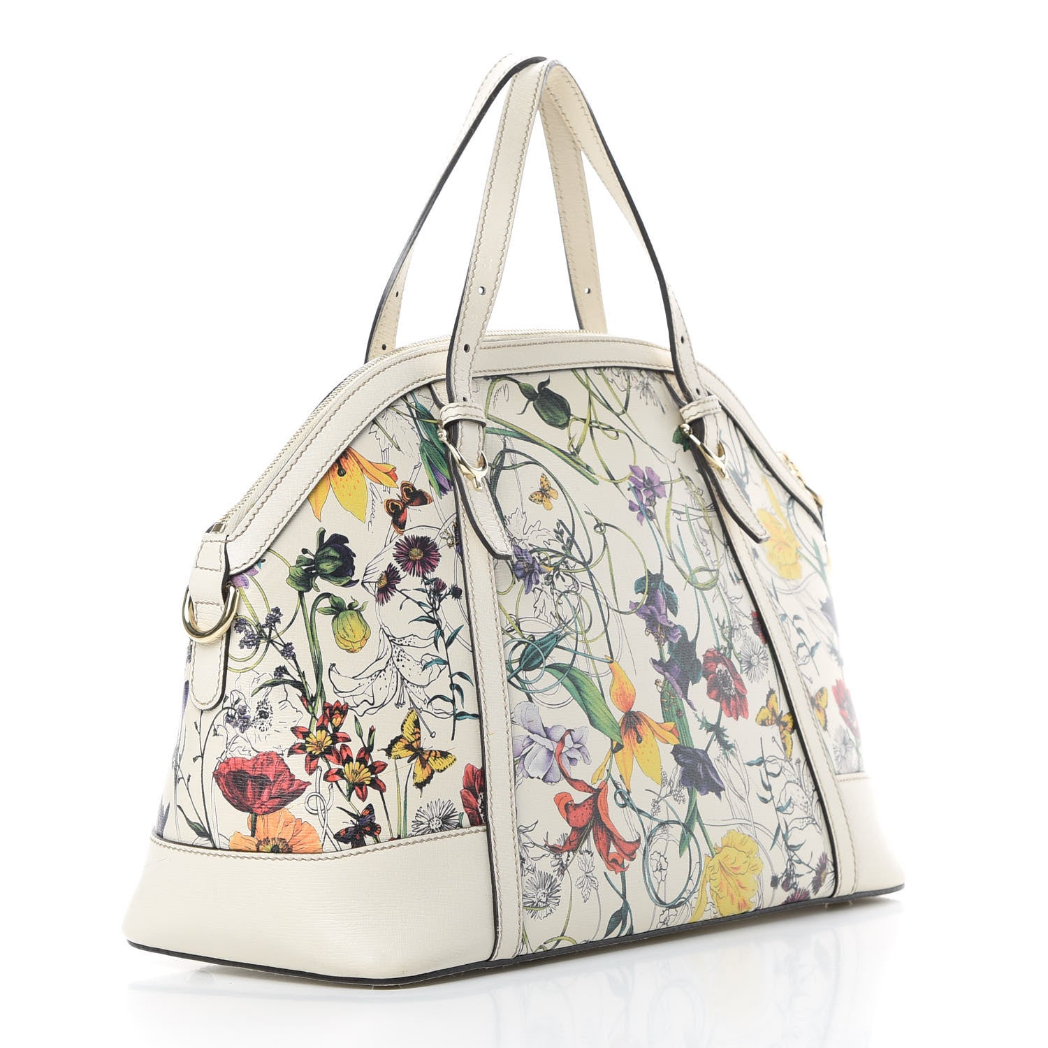 Gucci Canvas Flora Infinity Medium Nice Top Handle Dome Bag White 3 of 14
