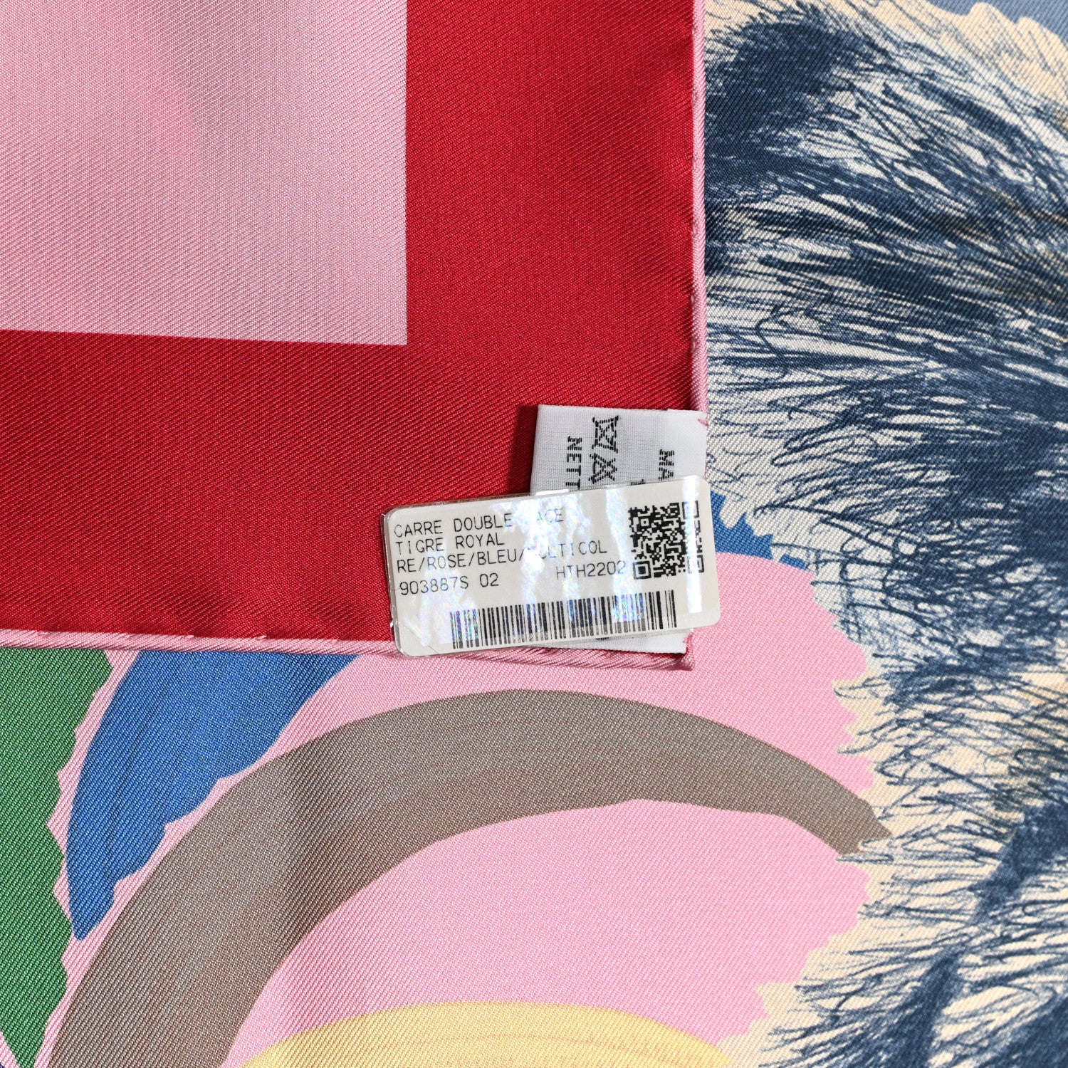 Hermes Silk Tigre Royal Double Face Scarf 90 Rose Bleu Multicolor 4 of 4