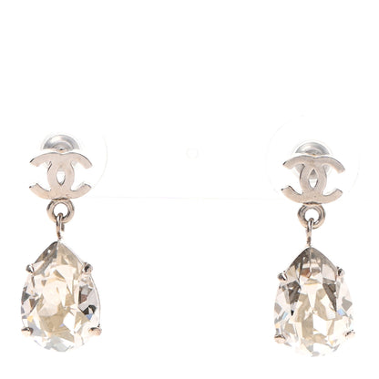 Chanel Crystal CC Tear Drop Earrings Silver 1 of 4