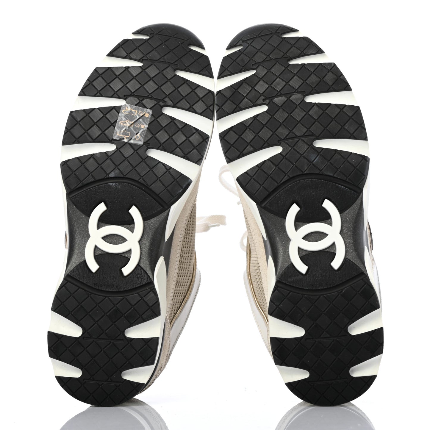 Suede Calfskin CC Sneakers 37.5 Beige Gold