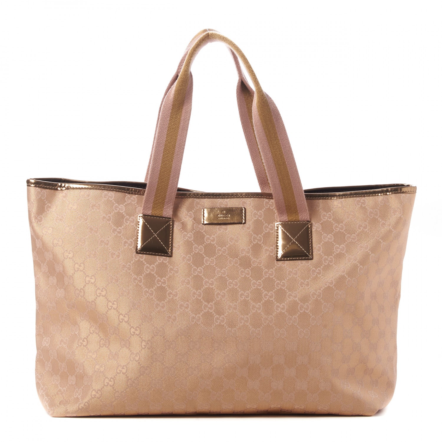 Gucci Metallic Monogram Canvas Tote Pink Gold 1 of 10