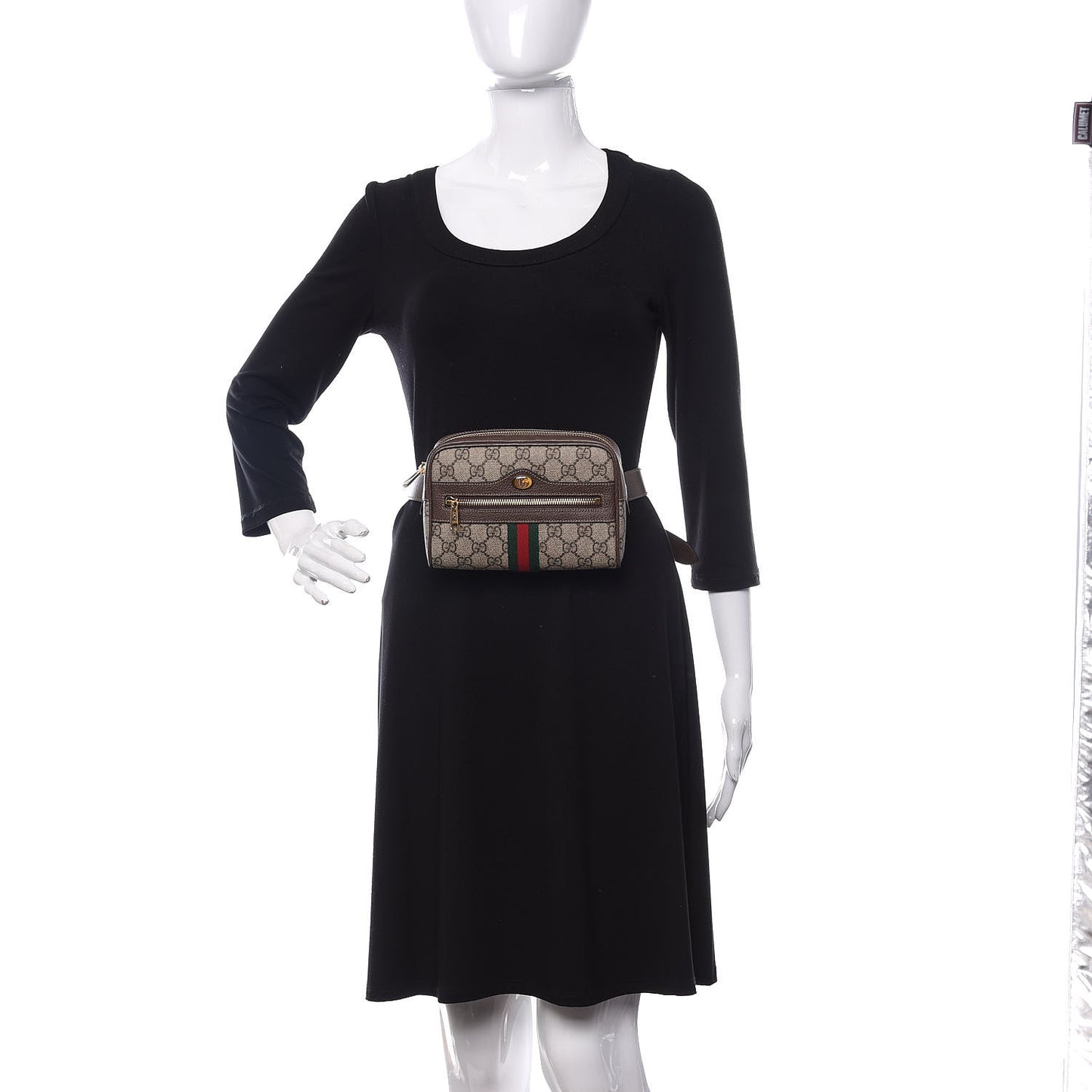 GG Supreme Monogram Web Small Ophidia Belt Bag 85 34 Dark Brown
