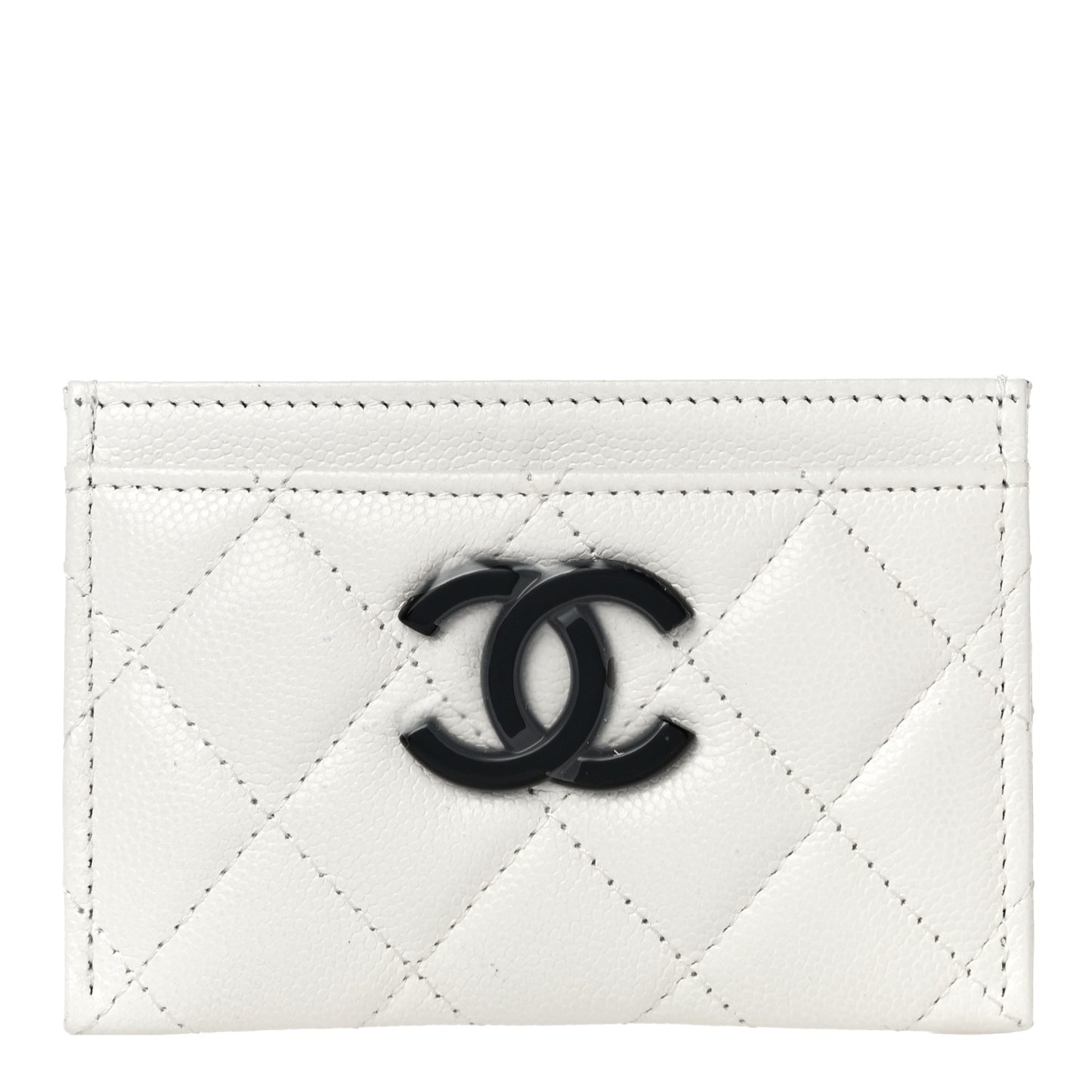 Caviar Quilted My Everything Card Holder White Black