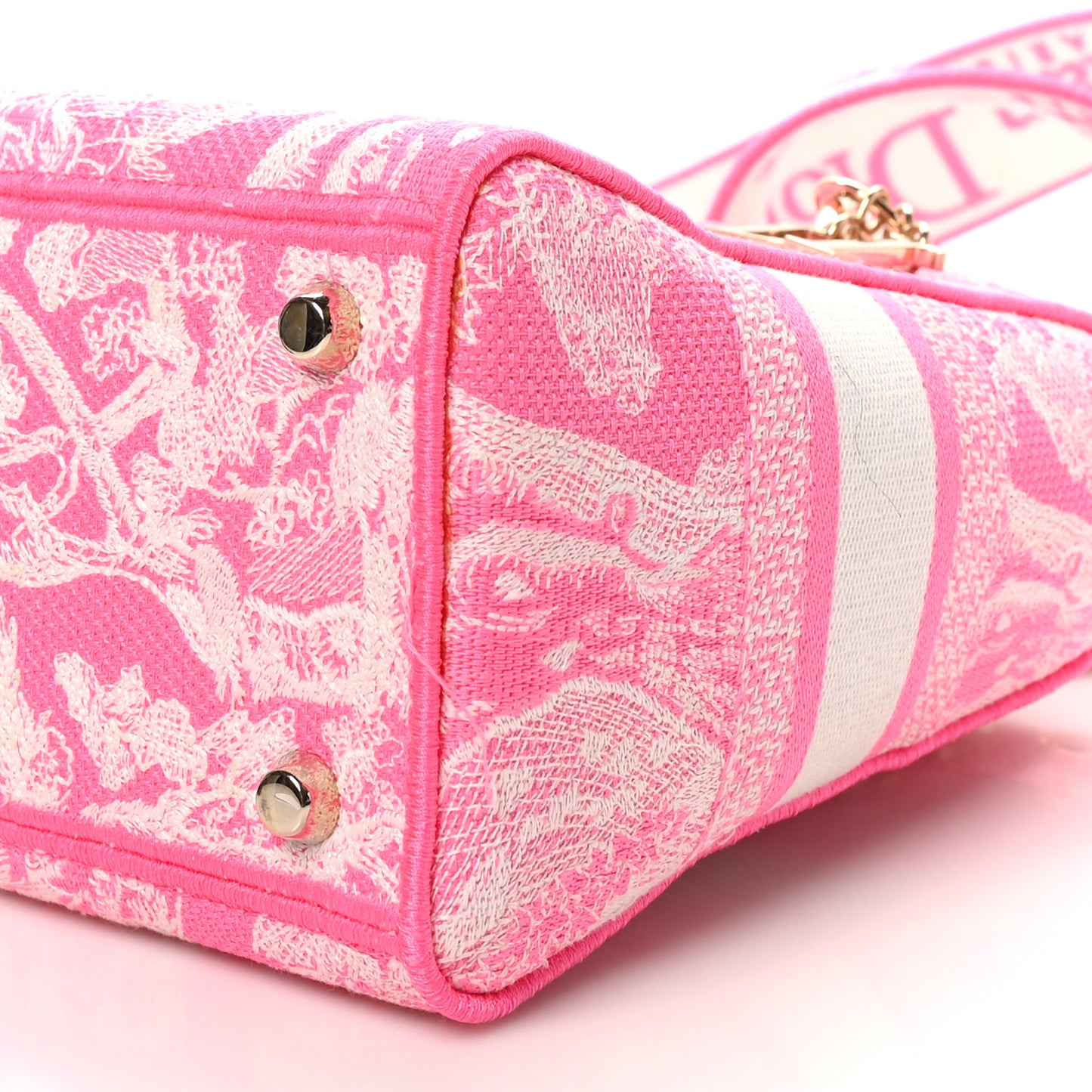 Canvas Toile De Jouy Reverse Embroidered Medium Lady D-Lite Fluorescent Pink