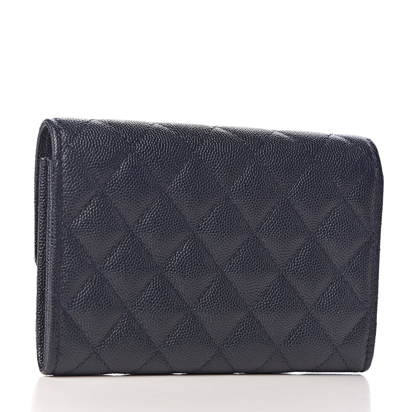 Caviar Quilted Medium Flap Wallet Navy