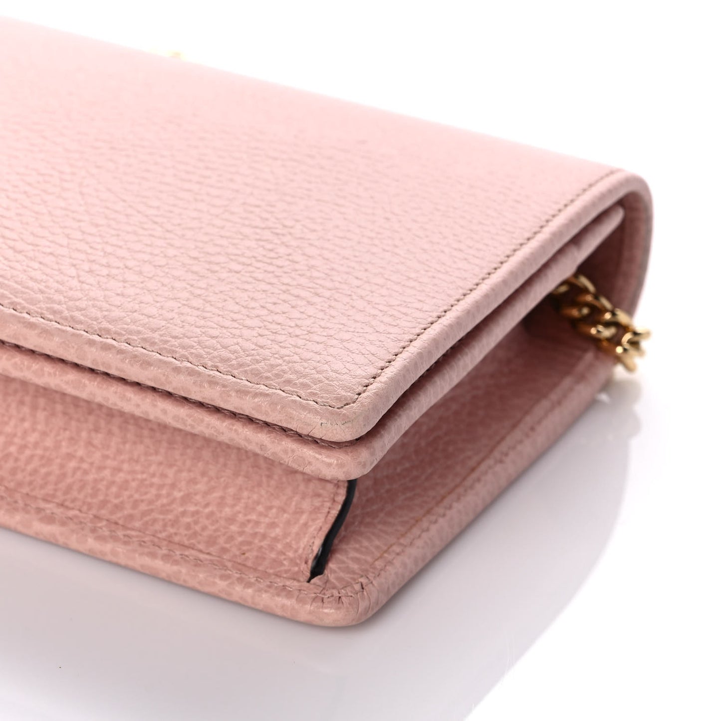 Dollar Calfskin Mini GG Marmont Chain Wallet Perfect Pink