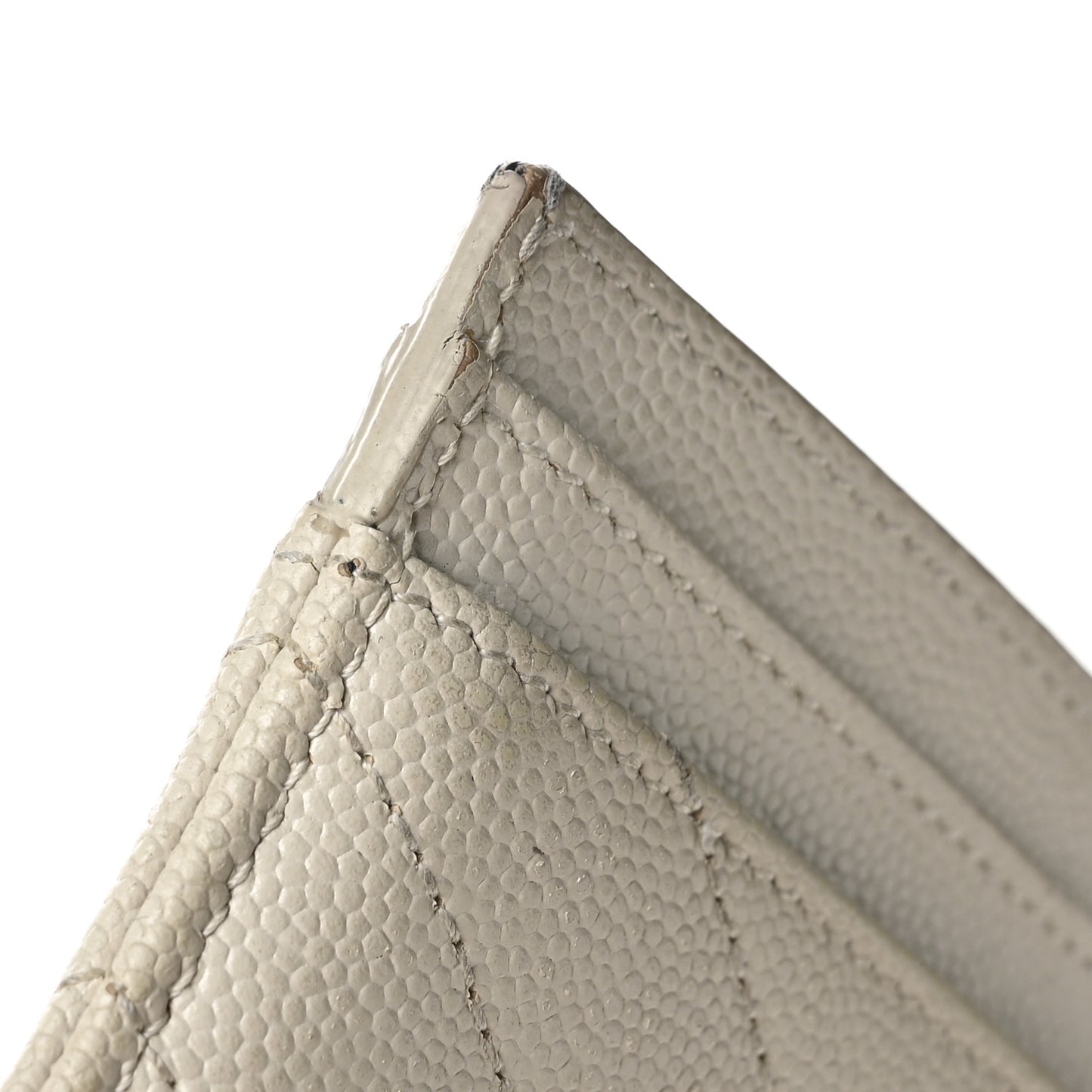 Grain De Poudre Matelasse Chevron Monogram Credit Card Case Crema Soft