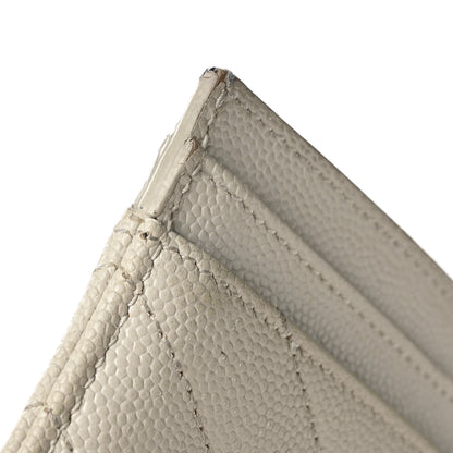 Saint Laurent Grain De Poudre Matelasse Chevron Monogram Credit Card Case Crema Soft 10 of 10