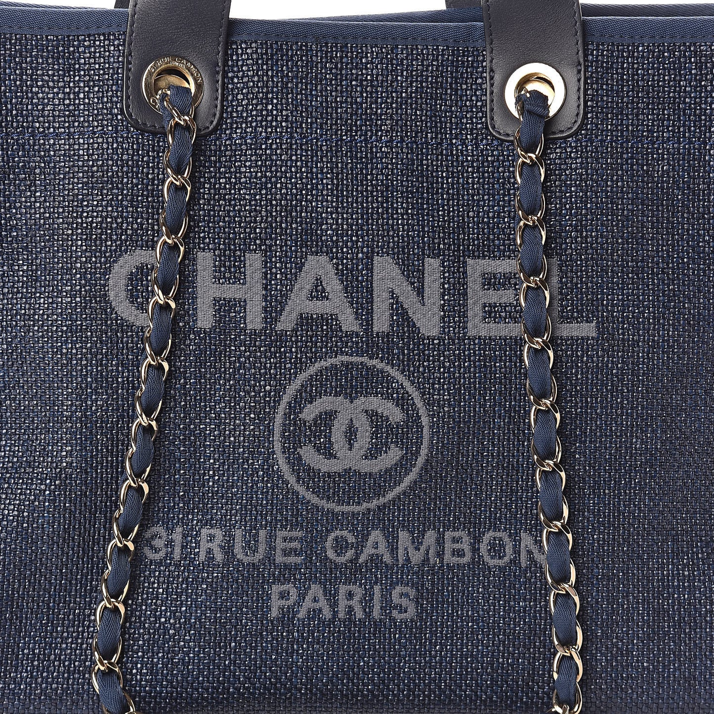 Woven Straw Raffia Large Deauville Tote Dark Blue