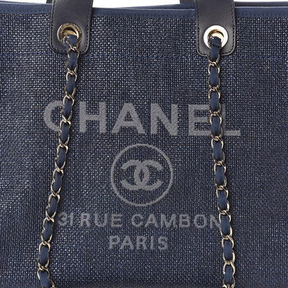 Chanel Woven Straw Raffia Large Deauville Tote Dark Blue 8 of 10