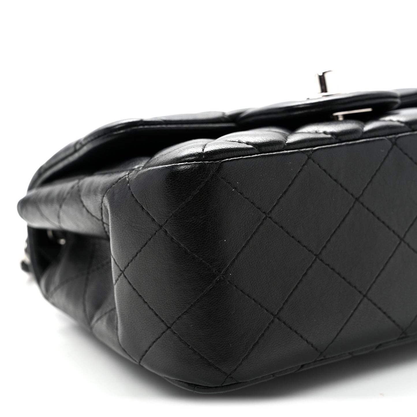 Lambskin Quilted Mini Square Flap Black