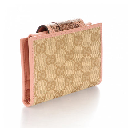 Gucci Monogram Python Metal Bar French Flap Wallet Pink 3 of 7
