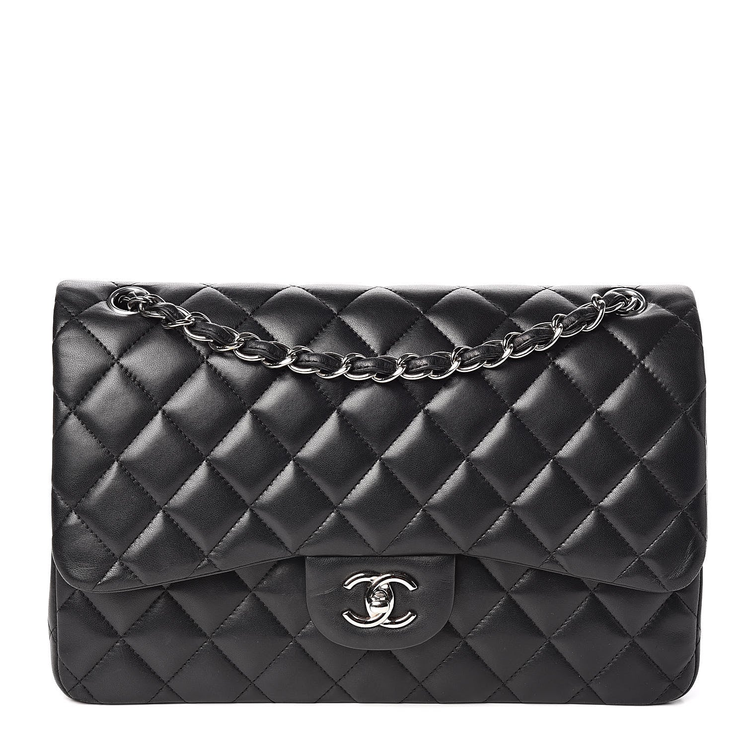 Chanel Lambskin Quilted Jumbo Double Flap Black 1 of 18