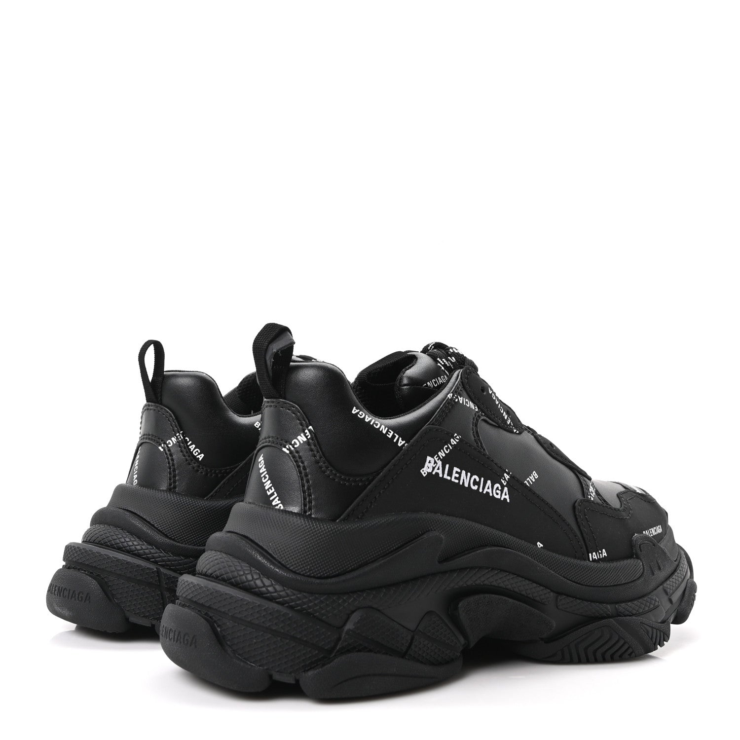 Balenciaga Technical Fabric Allover Logo Mens Triple S Sneakers 40 Black White 5 of 10