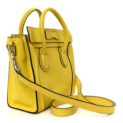 Celine Drummed Calfskin Nano Luggage Citron 3 of 11
