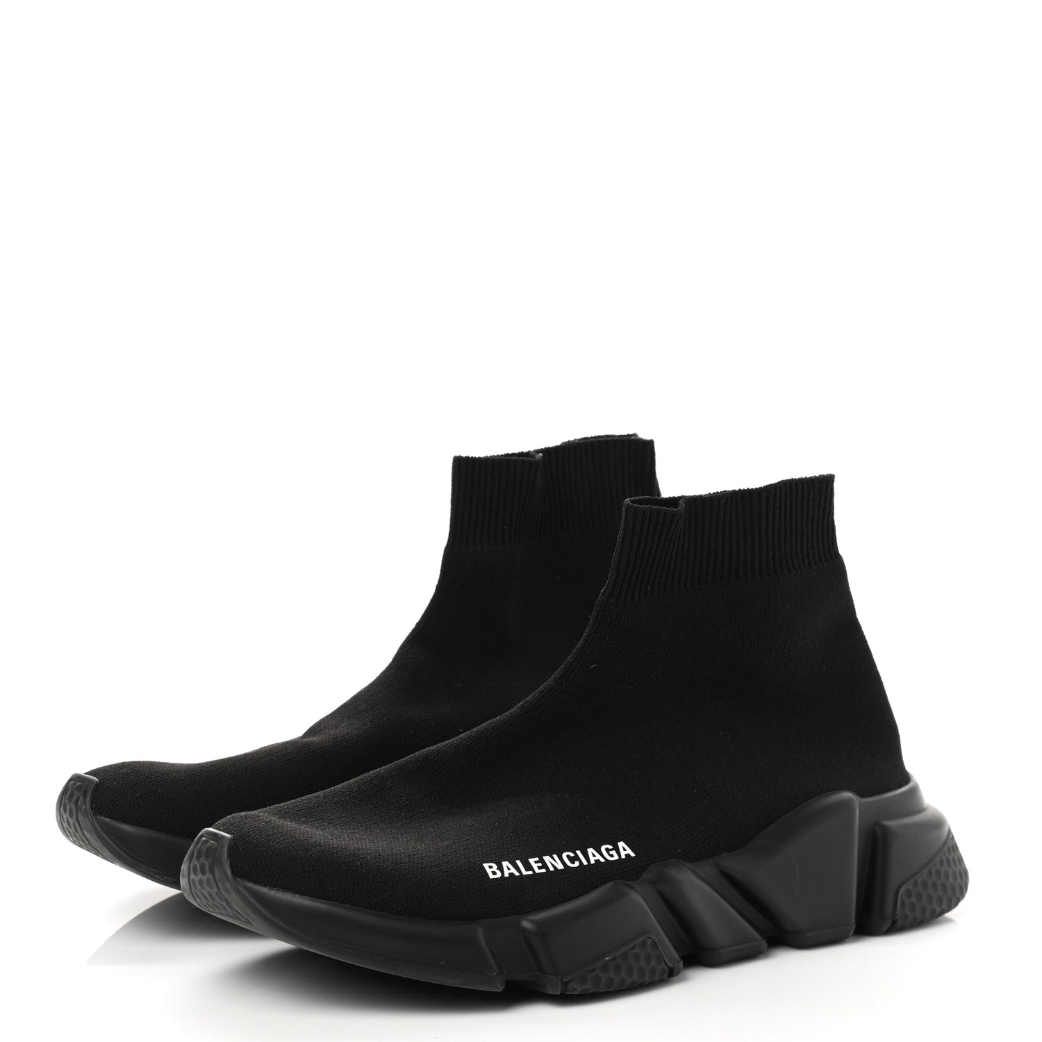 Balenciaga Laminated Knit Womens Speed Sneakers 38 Black 3 of 9