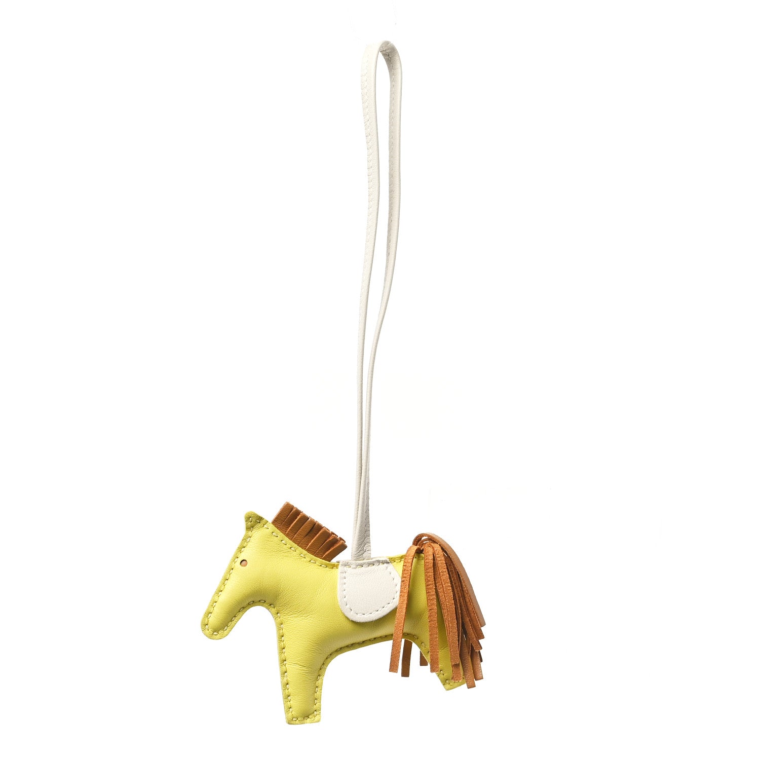 Hermes Milo Lambskin Grigri Rodeo Horse Bag Charm PM Lime Sesame Craie 1 of 4
