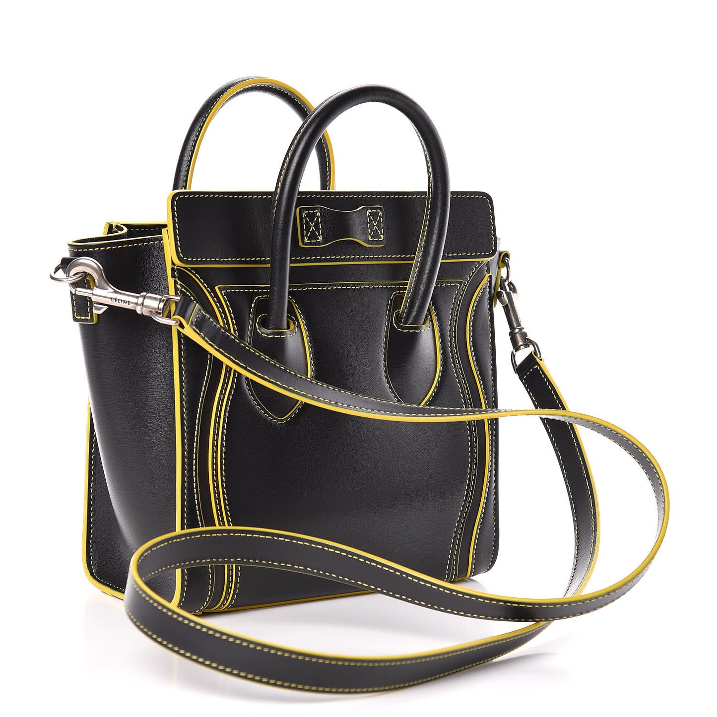 Satin Calfskin Nano Debossed Luggage Black