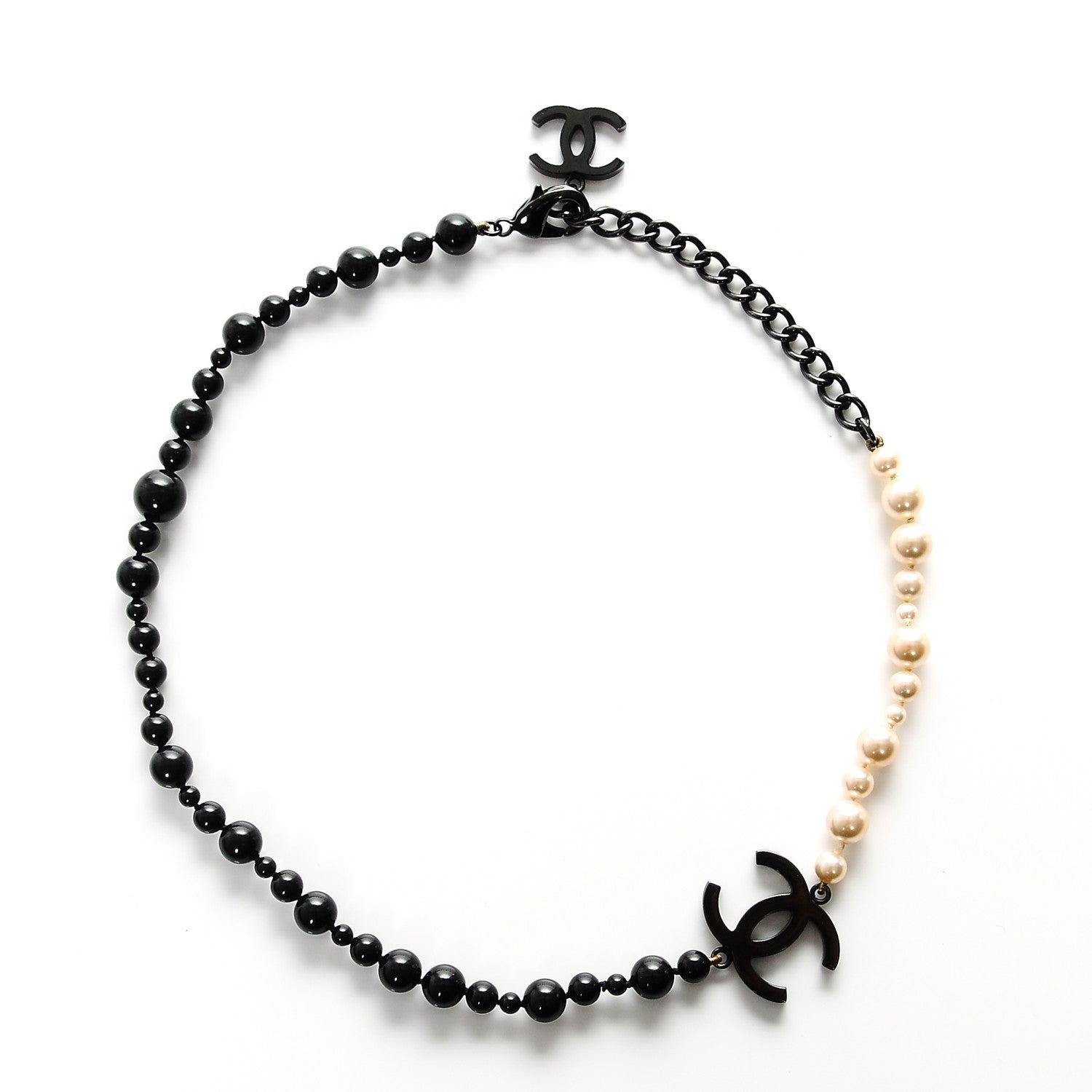Chanel Ruthenium Pearl Bead CC Short Necklace Black 4 of 4