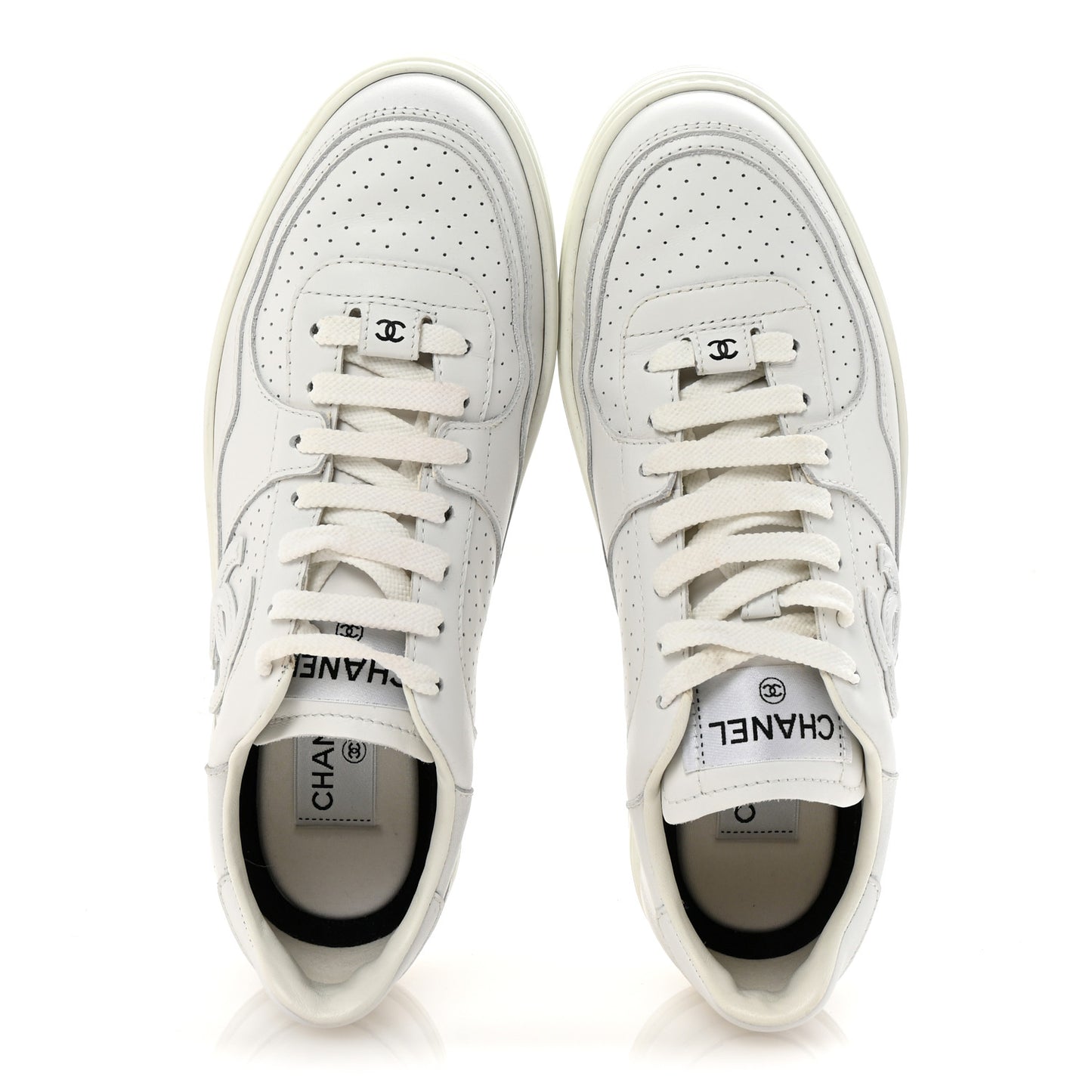 Calfskin CC Womens Sneakers 39 White