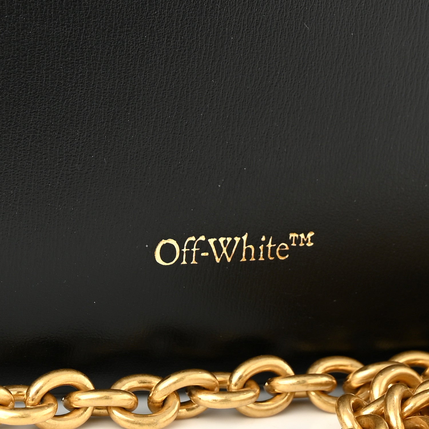 Off-White Calfskin Jitney Quote Flap Wallet On Chain Black 6 of 10