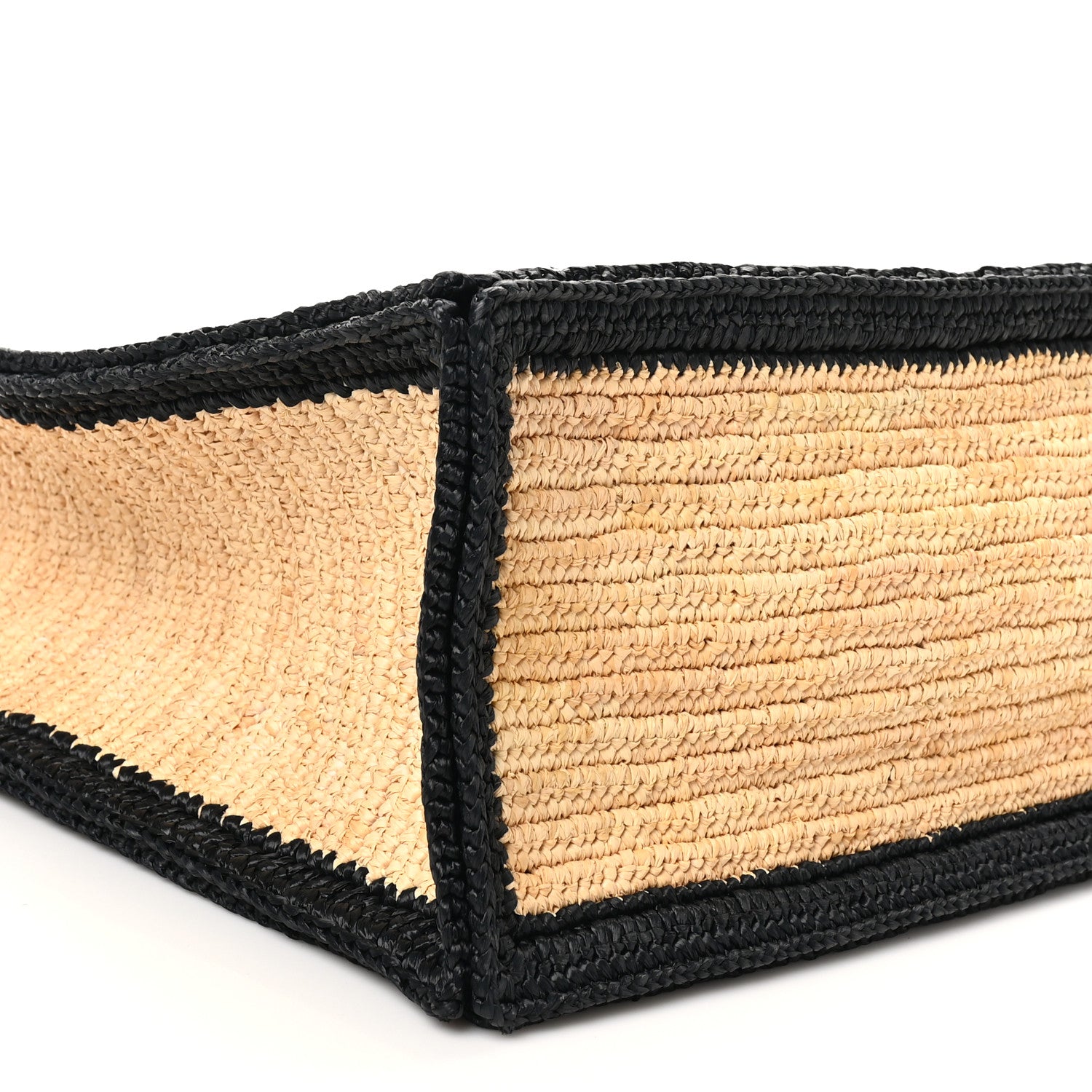 Saint Laurent Raffia Calfskin Rive Gauche Tote Naturale Black 9 of 10
