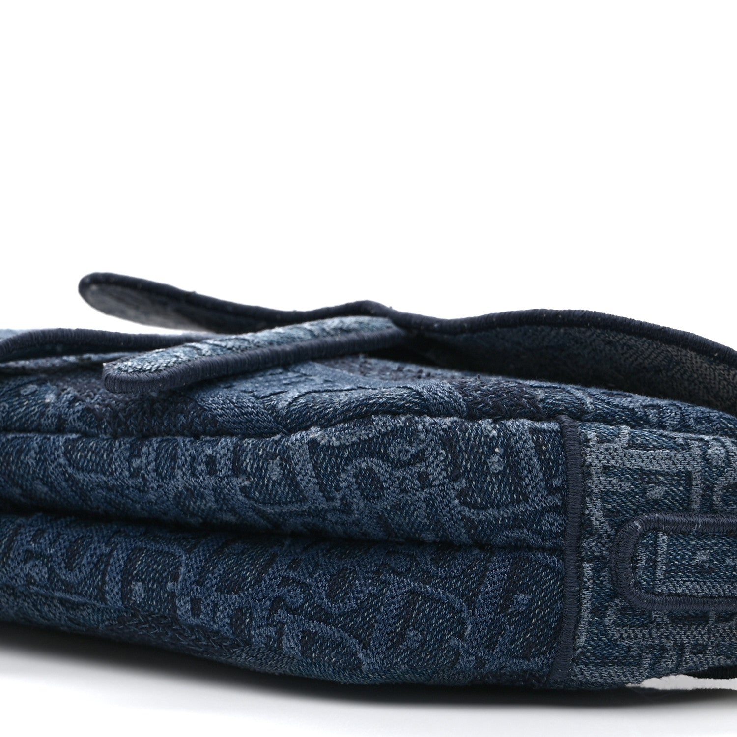 Christian Dior Oblique Embroidered Saddle Bag Denim Blue 10 of 10
