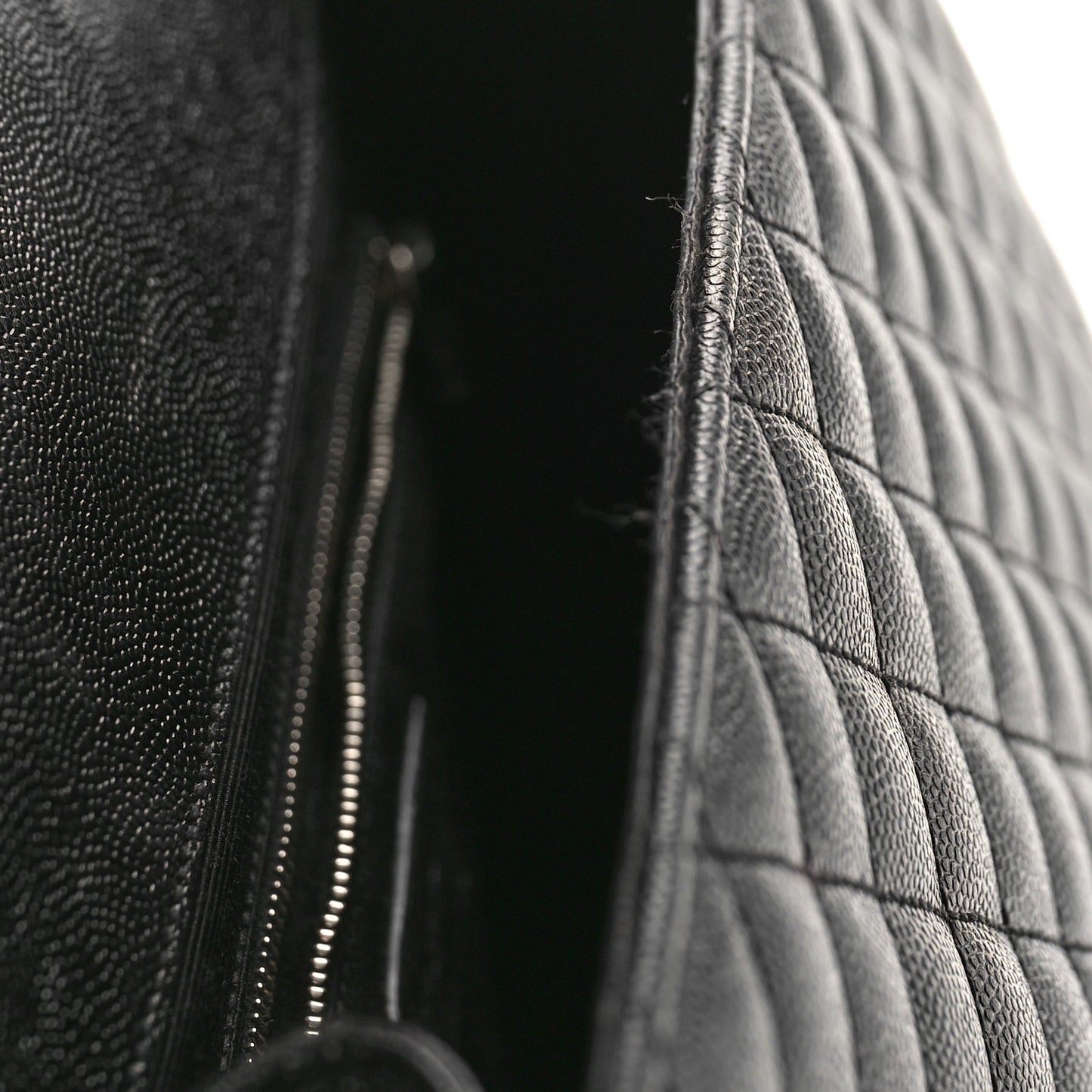 Grain De Poudre Textured Mixed Matelasse Large Triquilt Monogram Satchel Black