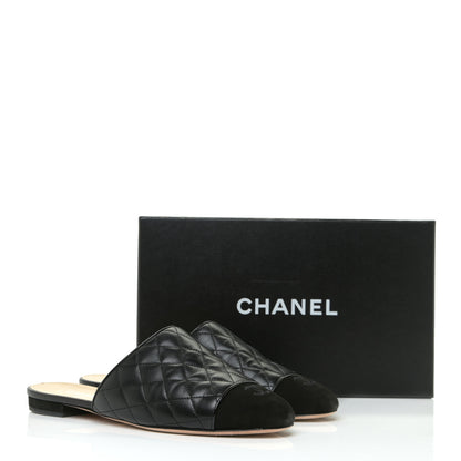 Chanel Lambskin Kid Suede Quilted Mules 40.5 Black 17 of 17