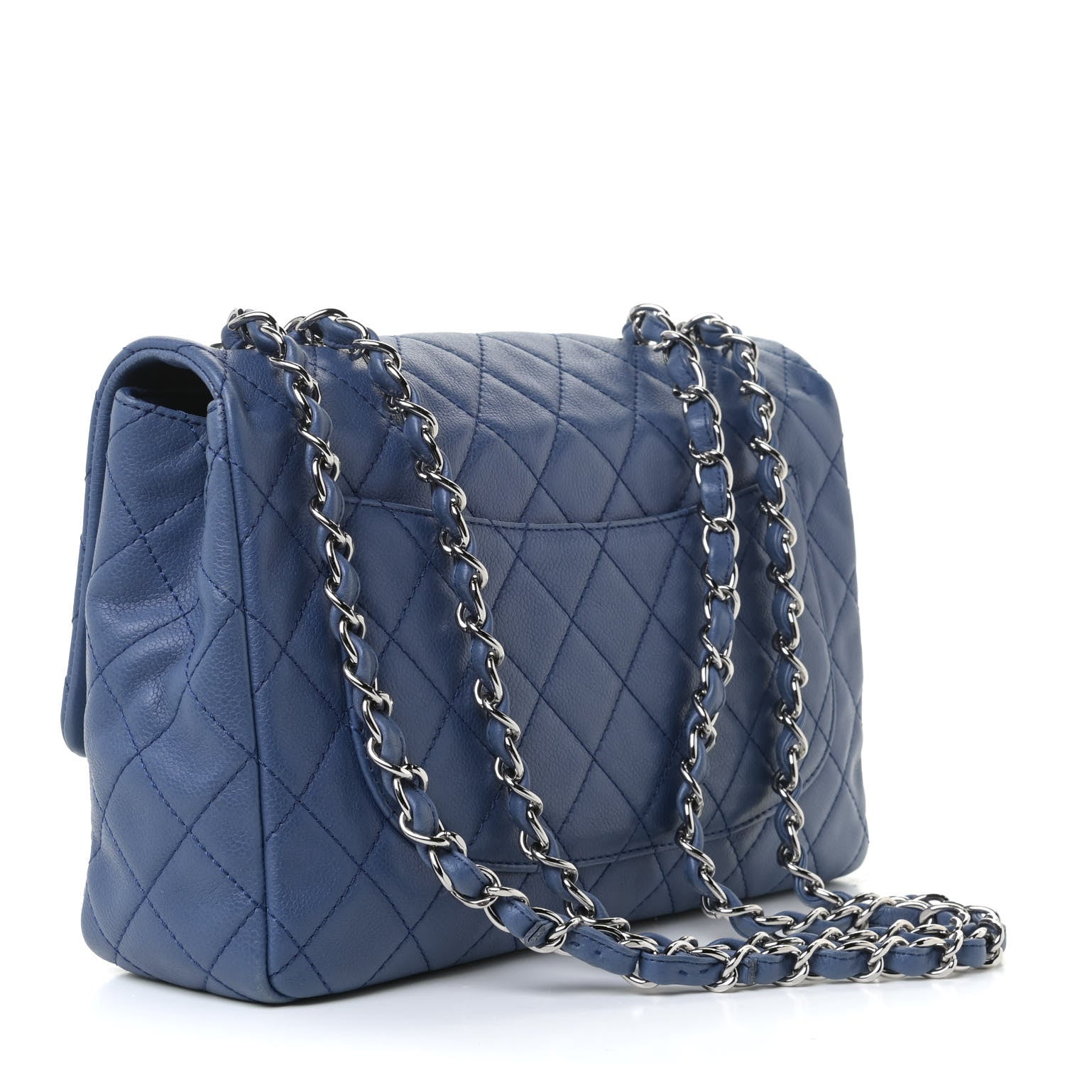 Chanel Washed Caviar Jumbo Single Flap Blue 2 of 10