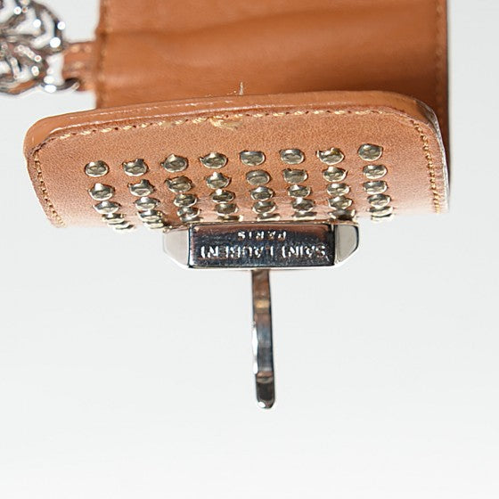 Saint Laurent Calfskin Studded Christa Ankle Cuff Sandals 37 Beige 7 of 14
