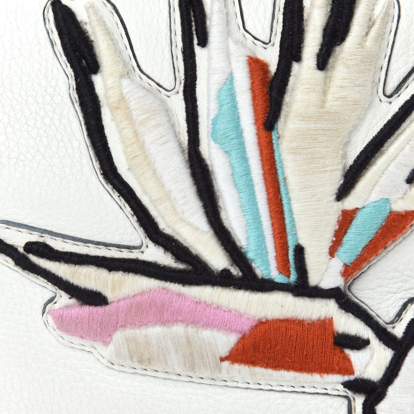 Vitello Dolce Bird of Paradise Embroidered Medium By The Way Boston Bag White Ice Multicolor