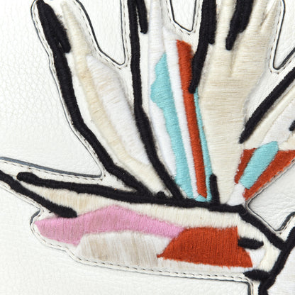 Fendi Vitello Dolce Bird of Paradise Embroidered Medium By The Way Boston Bag White Ice Multicolor 17 of 23