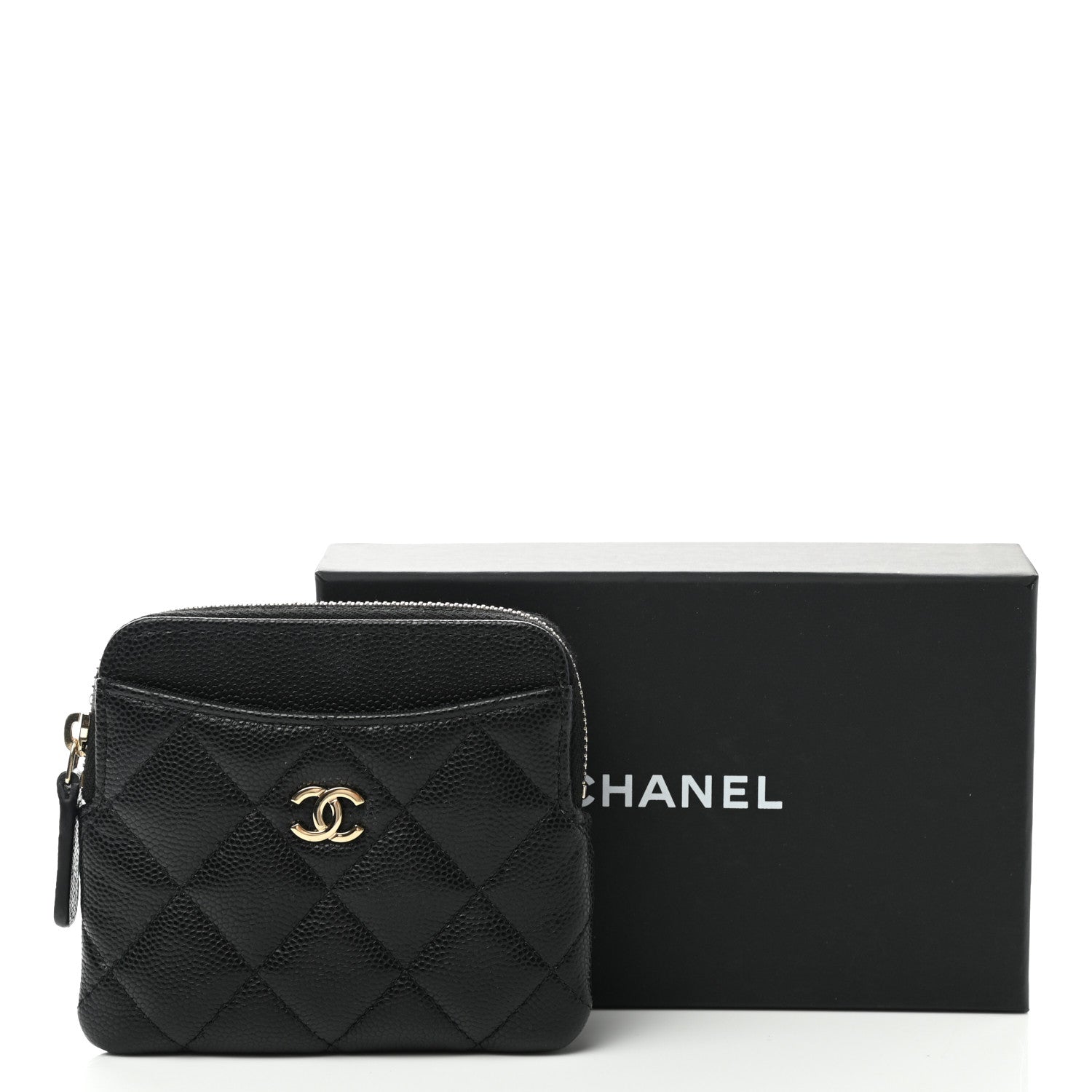 Chanel Caviar Quilted Zip Card Holder Wallet Black 9 of 9