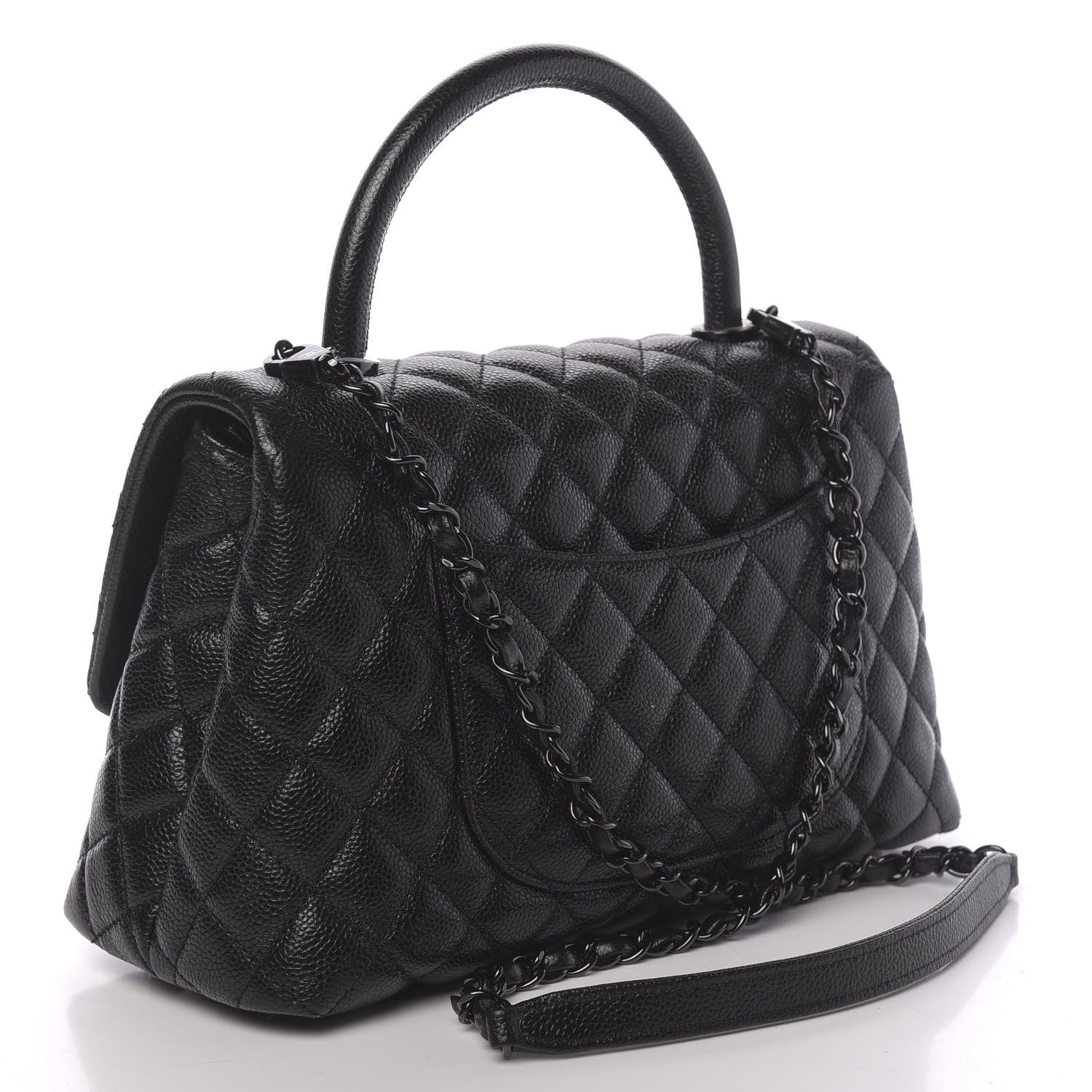 Chanel Caviar Quilted Small Coco Handle Flap So Black 4 of 11